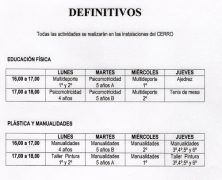 HORARIO ACTIVIDADES AFC