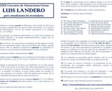 XXIX Concurso de Narraciones Cortas «LUIS LANDERO»