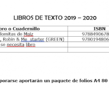 LIBROS DE TEXTO CURSO 2019-2020